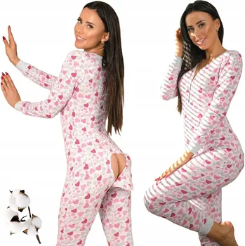 Dámské pyžamo PYŽAMO KOMBINEZA OVERAL NA SPANÍ S OTVÍRACÍM SEDEM SLEEPDO LOVE vel. XL