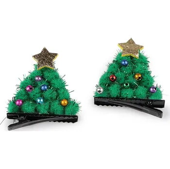 Párty sponky do vlasů vánoční stromeček, barva 2 zelená