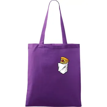 Pizza v kapse - Taška bavlněná - 42 x 38 cm ( Fialová )