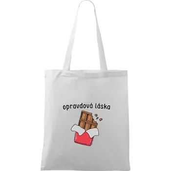 Nákupní taška Čokoláda opravdová láska - Taška bavlněná - 42 x 38 cm ( Bílá )
