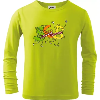 Dětská móda Bitcoin (Pecka design) - Triko dětské Long Sleeve - 122 cm/6 let ( Limetková )