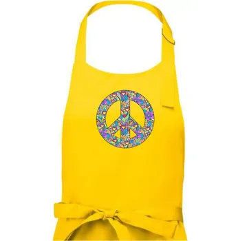 Kuchyňská zástěra Peace symbol mandela - Dámská zástěra na vaření - Univerzální velikost ( Žlutá )