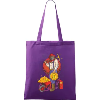 Horník těží bitcoiny - Taška bavlněná - 42 x 38 cm ( Fialová )