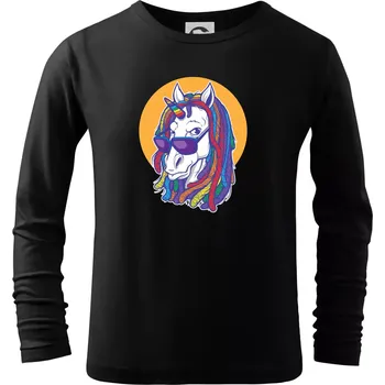 Chlapecké tričko Rasta unicorn - Triko dětské Long Sleeve - 122 cm/6 let ( Černá )