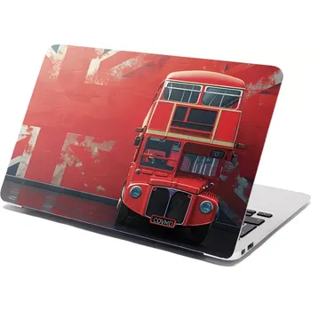 samolepka Sablio Samolepka na notebook Červený patrový autobus Vlajka - 29x20 cm