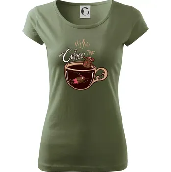 Dámské tričko Coffee time bath (Pecka design) - Dámské triko Pure - S ( Khaki )