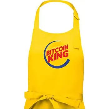 Kuchyňská zástěra Bitcoin King - Pánská zástěra na vaření - Univerzální velikost ( Žlutá )