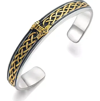 Náramek Pánský ocelový náramek Thor’s Hammer zlatostříbrný