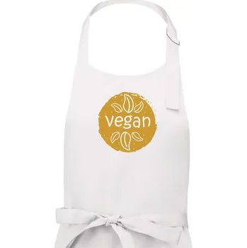 Kuchyňská zástěra Vegan hnědá kruh - Dámská zástěra na vaření - Univerzální velikost ( Bílá )