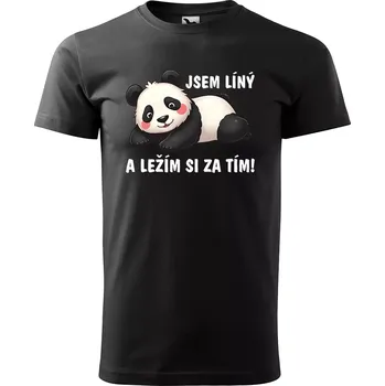 Pánské tričko Sablio Tričko s potiskem Jsem líný a ležím si za tím - černé 4XL