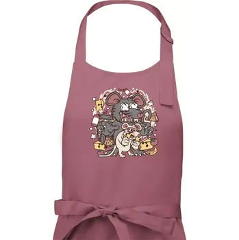 Kuchyňská zástěra Myší restaurant - Pánská zástěra na vaření - Univerzální velikost ( Starorůžová )