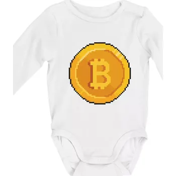 Kojenecký body Bitcoin mince - Body kojenecké s dlouhým rukávem - Dlouhý r. do 3 měs ( Bílá )