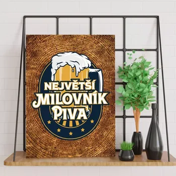 Plechová cedule Sablio Dárková cedulka Největší milovník piva: 30x40 cm