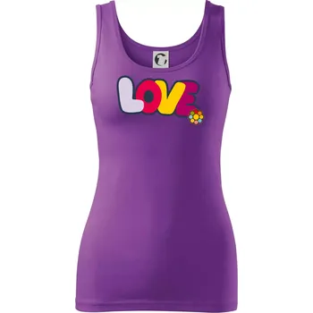 Dámské tričko Love nápis s květinou - Dámské tílko - L ( Fialová )