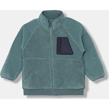 Chlapecká mikina Dětská fleecová mikina United Colors of Benetton tyrkysová barva, hladká, 3PNYG5044 3PNYG5044.P.Seasonal 69X, vel. 116