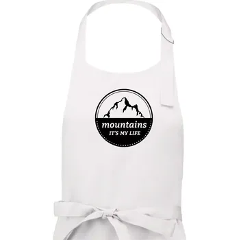 Kuchyňská zástěra Mountains it's my life - Pánská zástěra na vaření - Univerzální velikost ( Bílá )