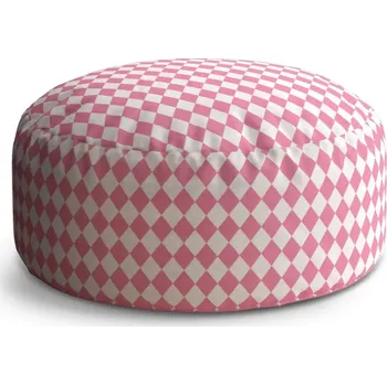 Taburet Sablio Taburet Circle Růžovobílé kosočtverce: 38x48 cm
