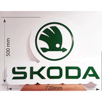Obraz 3D dřevěný obraz znak Škoda 72×50 cm + dárek - STYLOVÝ PŘÍVĚSEK NA KLÍČE ŠKODA ZDARMA