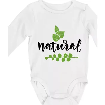 Kojenecký body Natural - nápis v listech - Body kojenecké s dlouhým rukávem - Dlouhý r. do 3 měs ( Bílá )