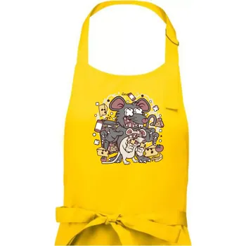 Kuchyňská zástěra Myší restaurant - Dámská zástěra na vaření - Univerzální velikost ( Žlutá )