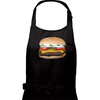 Kuchyňská zástěra Hamburger foto - Dámská zástěra na vaření - Univerzální velikost ( Černá )