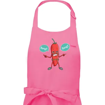 Kuchyňská zástěra Chilli bang bang - Dámská zástěra na vaření - Univerzální velikost ( Růžová )