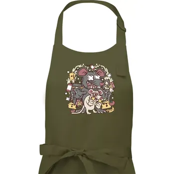 Kuchyňská zástěra Myší restaurant - Pánská zástěra na vaření - Univerzální velikost ( Khaki )