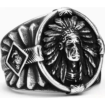 Prsten Prsten z chirurgické oceli Náčelník a Duch Bizona - Velikost prstenu 57 (US 8)