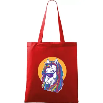 Nákupní taška Rasta unicorn - Taška bavlněná - 42 x 38 cm ( Červená )