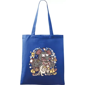 Nákupní taška Myší restaurant - Taška bavlněná - 42 x 38 cm ( Královská modrá )