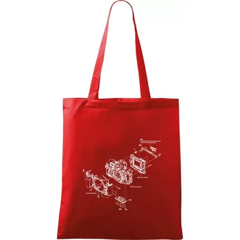 Nákupní taška Nákres Digitální fotoaparát - Taška bavlněná - 42 x 38 cm ( Červená )