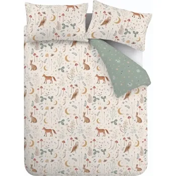 Povlečení Prodloužené zeleno-béžové povlečení na dvoulůžko 230x220 cm Enchanted Twilight – Catherine Lansfield ID_1682450