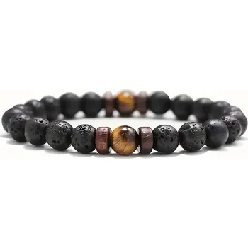 Šperk Náramek z přírodních kamenů pro muže - hnědé tygří oko