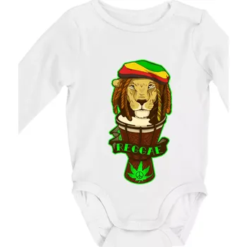 Kojenecký body Reggae lev - Body kojenecké s dlouhým rukávem - Dlouhý r. do 3 měs ( Bílá )