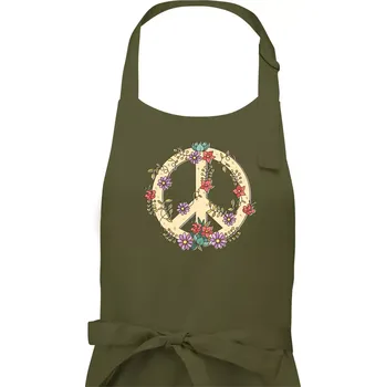 Kuchyňská zástěra Peace symbol pískový - Pánská zástěra na vaření - Univerzální velikost ( Khaki )