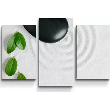 Obraz Sablio Obraz - 3-dílný Listy a kámen - 75x50 cm