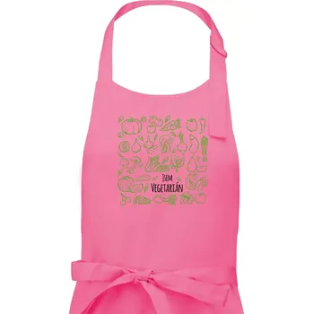 Kuchyňská zástěra Jsem vegetarián - zelenina ve čtverci - Pánská zástěra na vaření - Univerzální velikost ( Růžová )