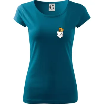 Dámské tričko Pizza v kapse - Dámské triko Pure - S ( Petrolejová )