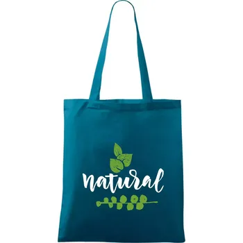 Natural - nápis v listech - Taška bavlněná - 42 x 38 cm ( Petrolejová )
