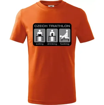 Chlapecké tričko Czech triathlon (Hana-creative) - Tričko dětské bavlněné - 122 cm/6 let ( Oranžová )