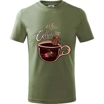 Chlapecké tričko Coffee time bath (Pecka design) - Tričko dětské bavlněné - 134 cm/8 let ( Khaki )