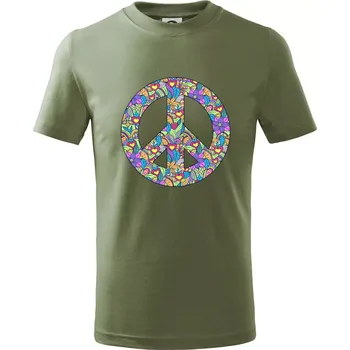 Chlapecké oblečení Peace symbol mandela - Tričko dětské bavlněné - 146 cm/10 let ( Khaki )