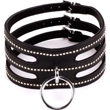 BDSM obojek Devil Sticks Designer Traingo Collar Calf Softy Leather Black