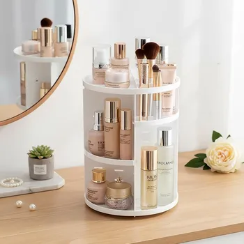 Otočný kosmetický organizér - bílý