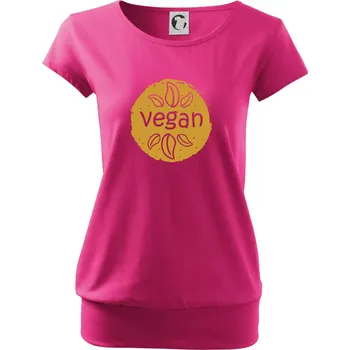 Dámské tričko Vegan hnědá kruh - Volné triko city - S ( Purpurová )