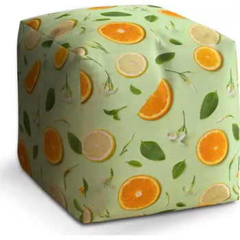 Taburet Sablio Taburet Cube Citrus a květ: 40x40x40 cm