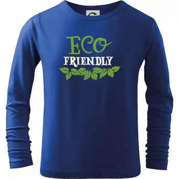 Chlapecké tričko Eco friendly - lístečky - Triko dětské Long Sleeve - 158 cm/12 let ( Královská modrá )