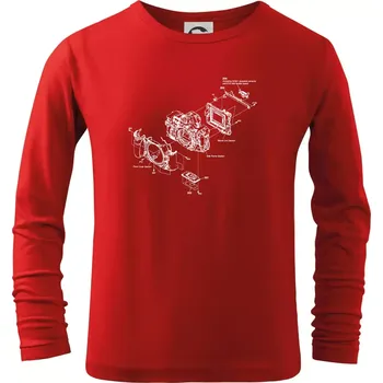 Nákres Digitální fotoaparát - Triko dětské Long Sleeve - 158 cm/12 let ( Červená )