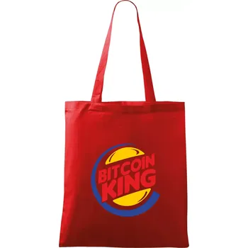 Nákupní taška Bitcoin King - Taška bavlněná - 42 x 38 cm ( Červená )