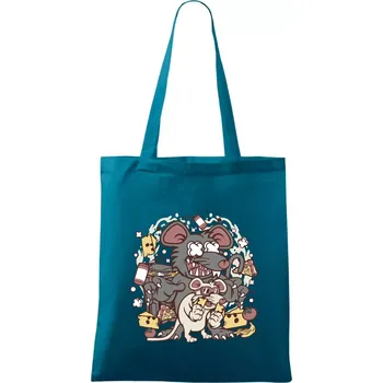 Myší restaurant - Taška bavlněná - 42 x 38 cm ( Petrolejová )